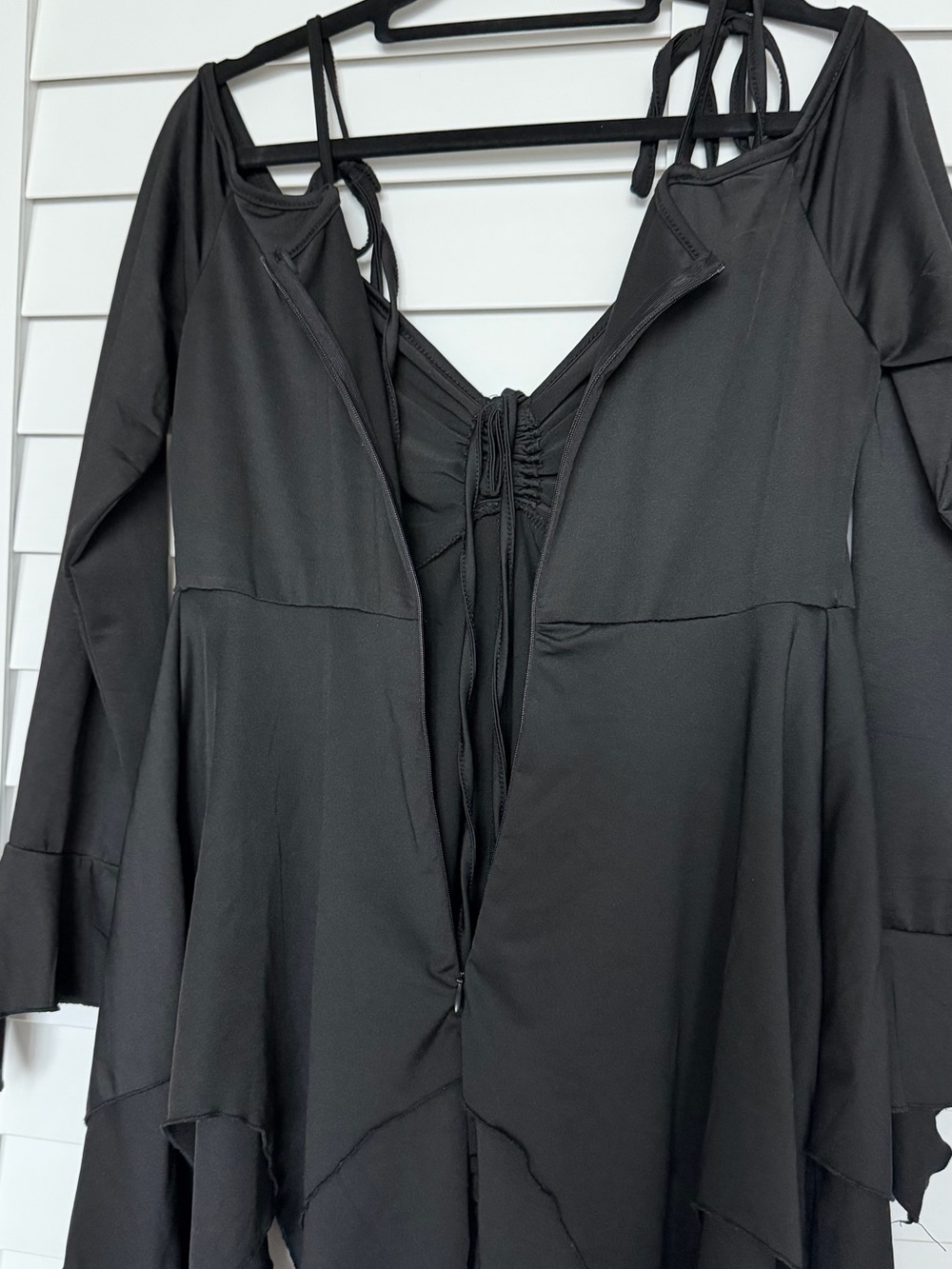 SHEIN Black Asymmetrical Long-Sleeve Handkerchief Hem Dress - Picture 5 of 5